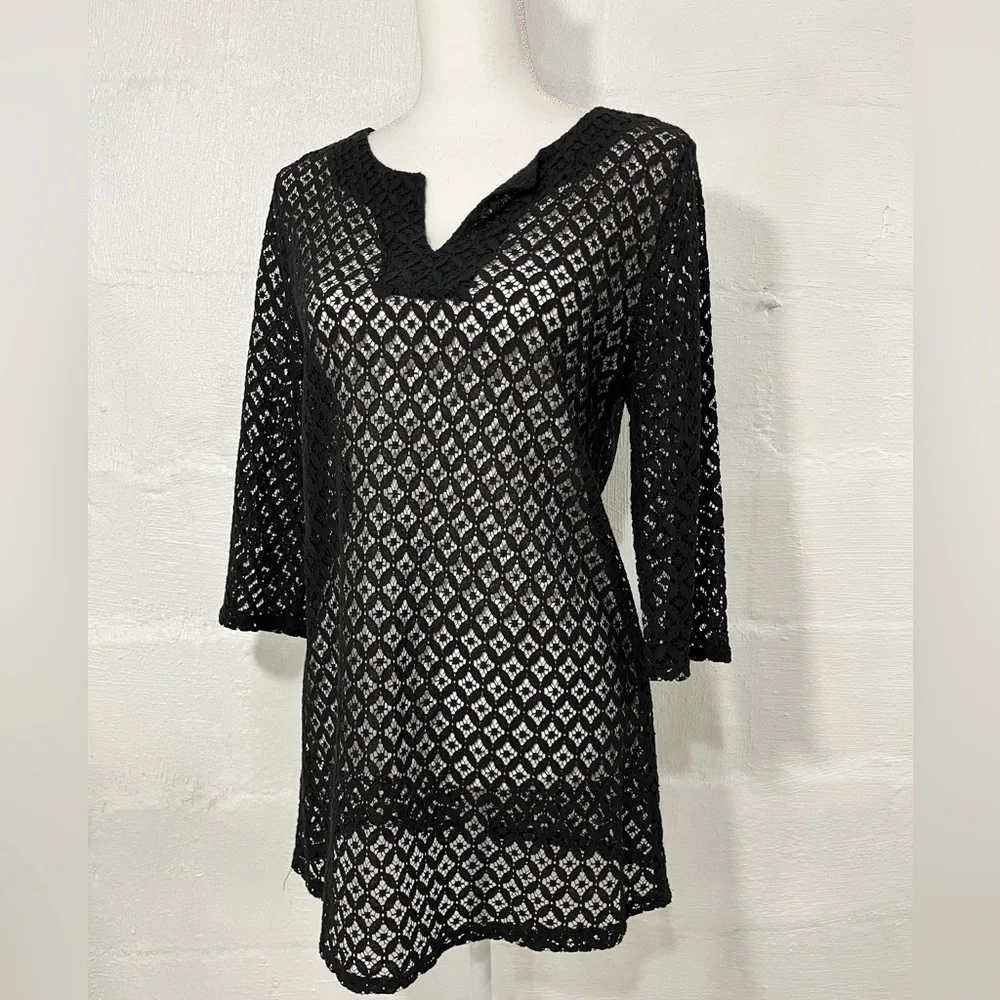 LAUNDRY BY SHELLI SEGAL CROCHET TUNIC SWIM COVER UP